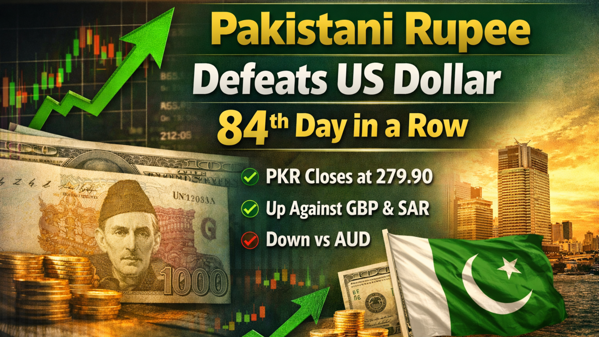 Pakistani Rupee Defeats US Dollar for 84th Consecutive Day