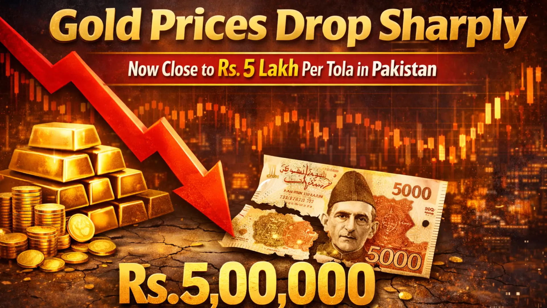 Gold Prices Drop Sharply, Now Close to Rs. 5 Lakh Per Tola in Pakistan