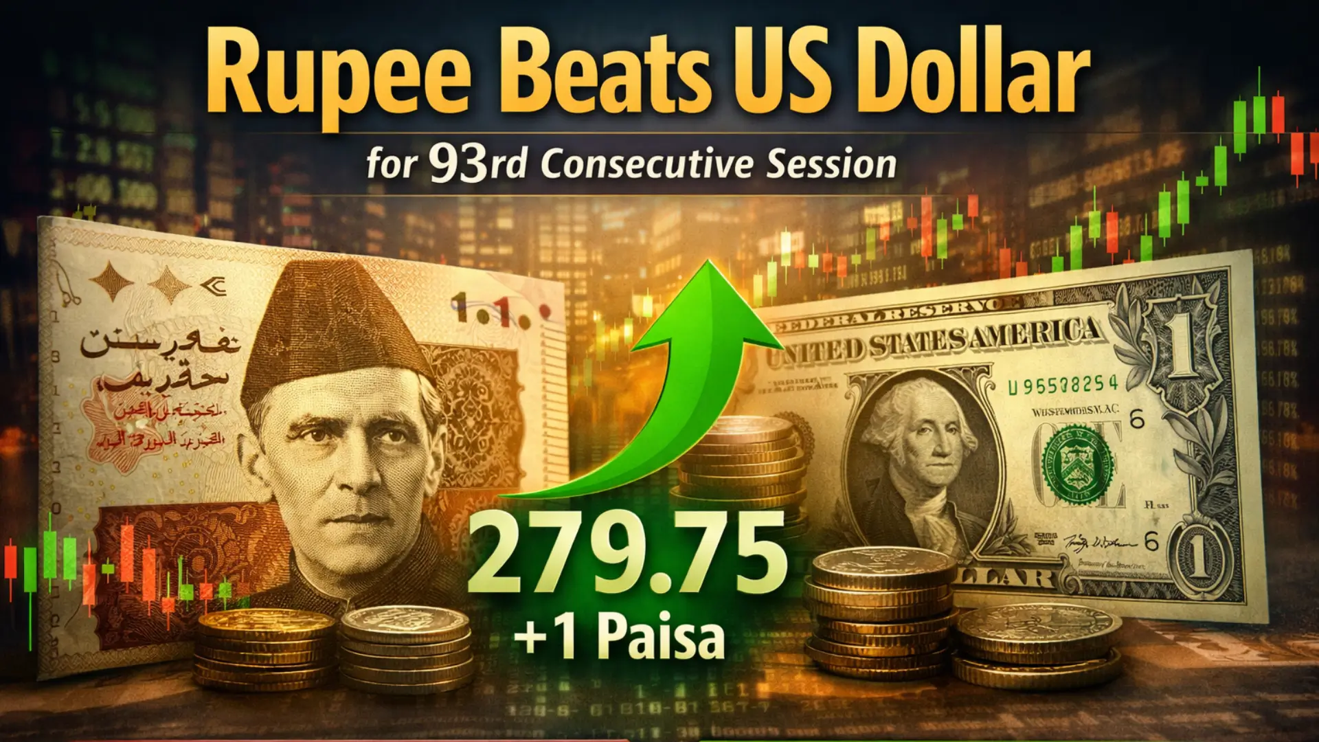 Rupee Barely Beats US Dollar for 93rd Consecutive Session